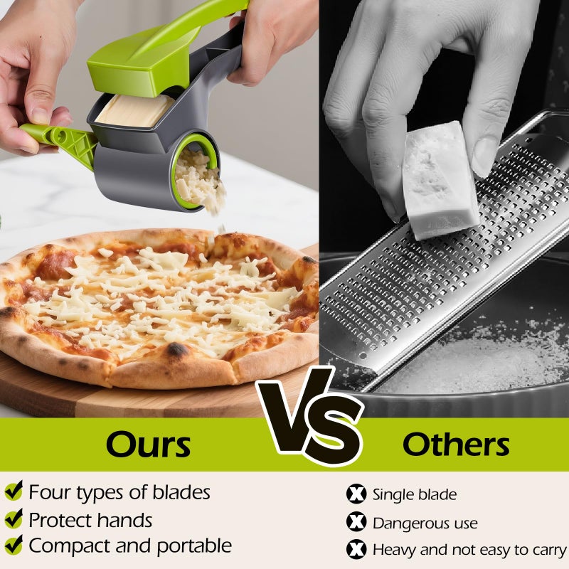 Masthome Cheese Grater, Parmesan Cheese Grater with Handle and 1 Replacement Handle Cheese Grate Rotary with 4 StainlessSteel Drums for Grating and Shredding Hard Cheese, Chocolate, Nuts - Image 2