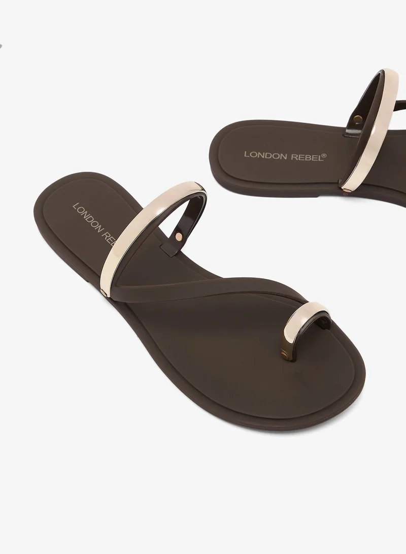 London Rebel BROWN MATT Reese Multi Strap Flat Sandals for Women | Best Price UAE
