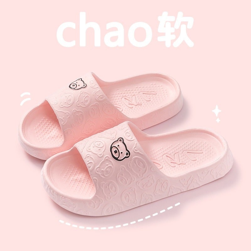 Slip-on Slippers Womens Summer Wearing Indoor Household Bathroom Non-slip 2024 New Thick-soled Sandals for Summer Pink - Image 1