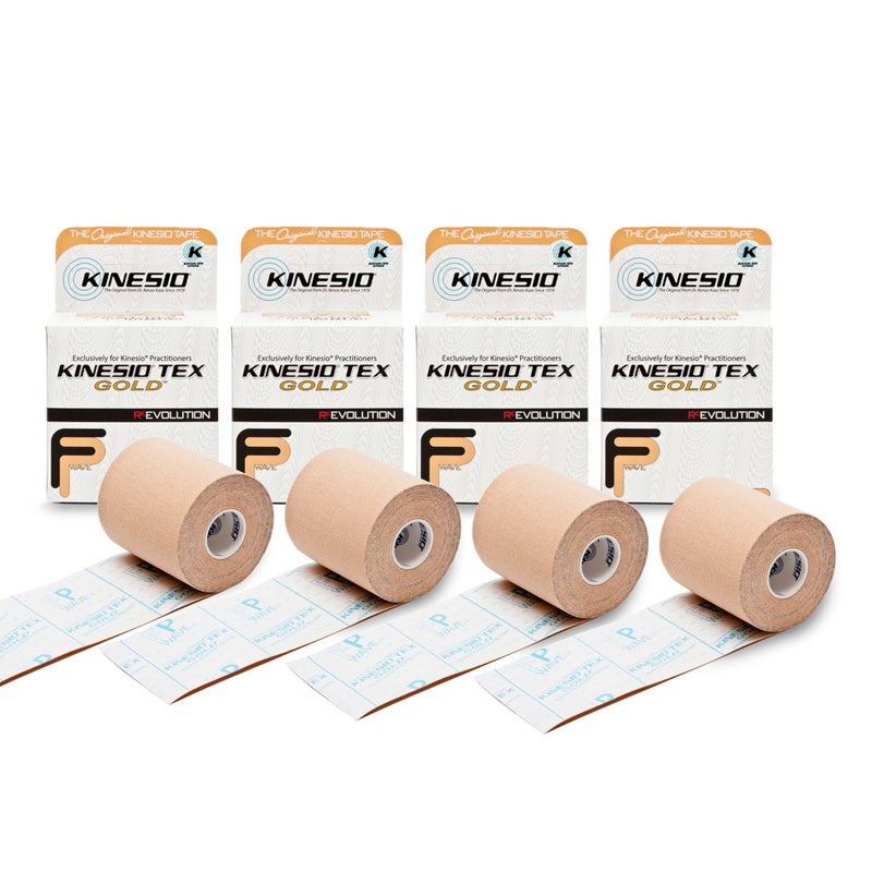 كينيسيو Kinesio Taping - Text Athletic Tape Tex Tex Gold FP - 3 "" X 5.5 ياردة - 4 حزمة - Image 1