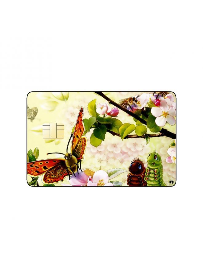 RKN PRINTED BANK CARD STICKER Cute Butterflies Drawing With Flowers - Image 1
