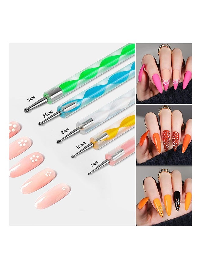 Lemon Nail Decorating Design Tools for Adult Women, Professional Fingernails Art Rhinestone Accessories Kit for Attachable Nail Art, 15 Pieces Nail Brushes and 5 Pack Dotting Pen Set for Gel Polish - Image 4