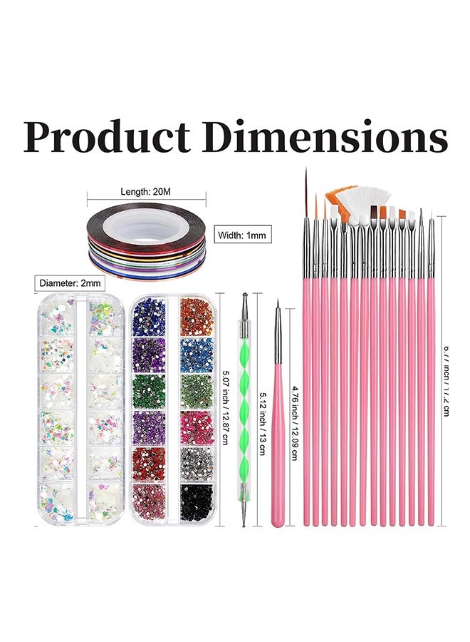 Lemon Nail Decorating Design Tools for Adult Women, Professional Fingernails Art Rhinestone Accessories Kit for Attachable Nail Art, 15 Pieces Nail Brushes and 5 Pack Dotting Pen Set for Gel Polish - Image 2
