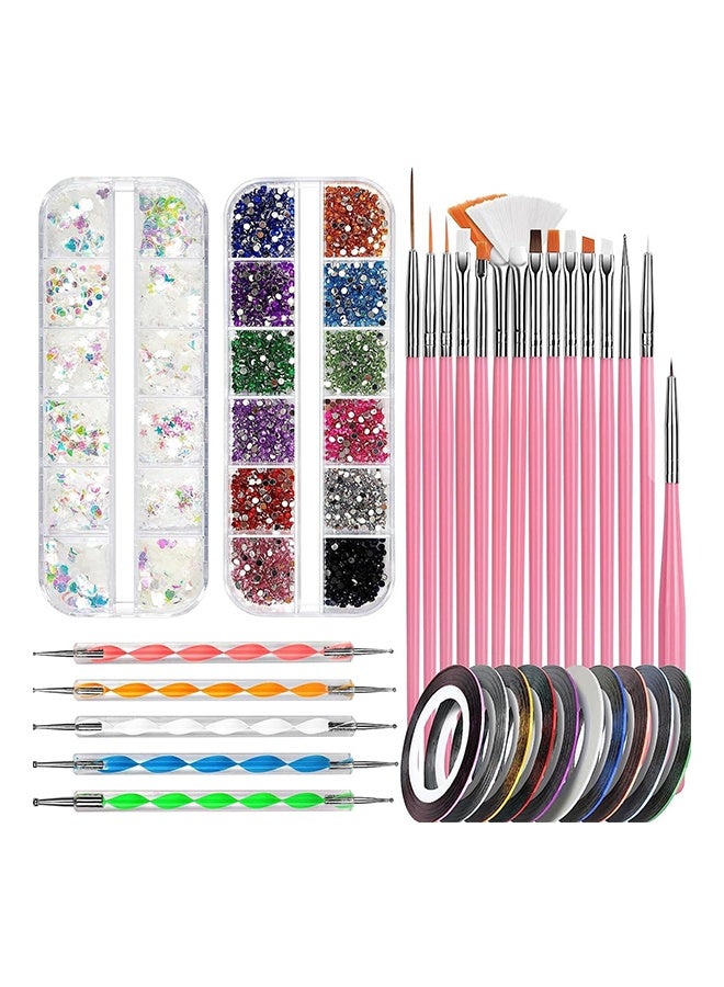 Lemon Nail Decorating Design Tools for Adult Women, Professional Fingernails Art Rhinestone Accessories Kit for Attachable Nail Art, 15 Pieces Nail Brushes and 5 Pack Dotting Pen Set for Gel Polish - Image 1