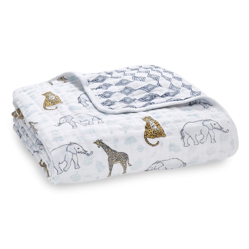aden + anais Dream Baby Blanket - Pack of 1 | Large Breathable 100% Cotton Muslin Bedding | Cot Blankets For Newborns & Infant Boys & Girls | Baby Shower or Xmas Gifts | Jungle Print - Image 1
