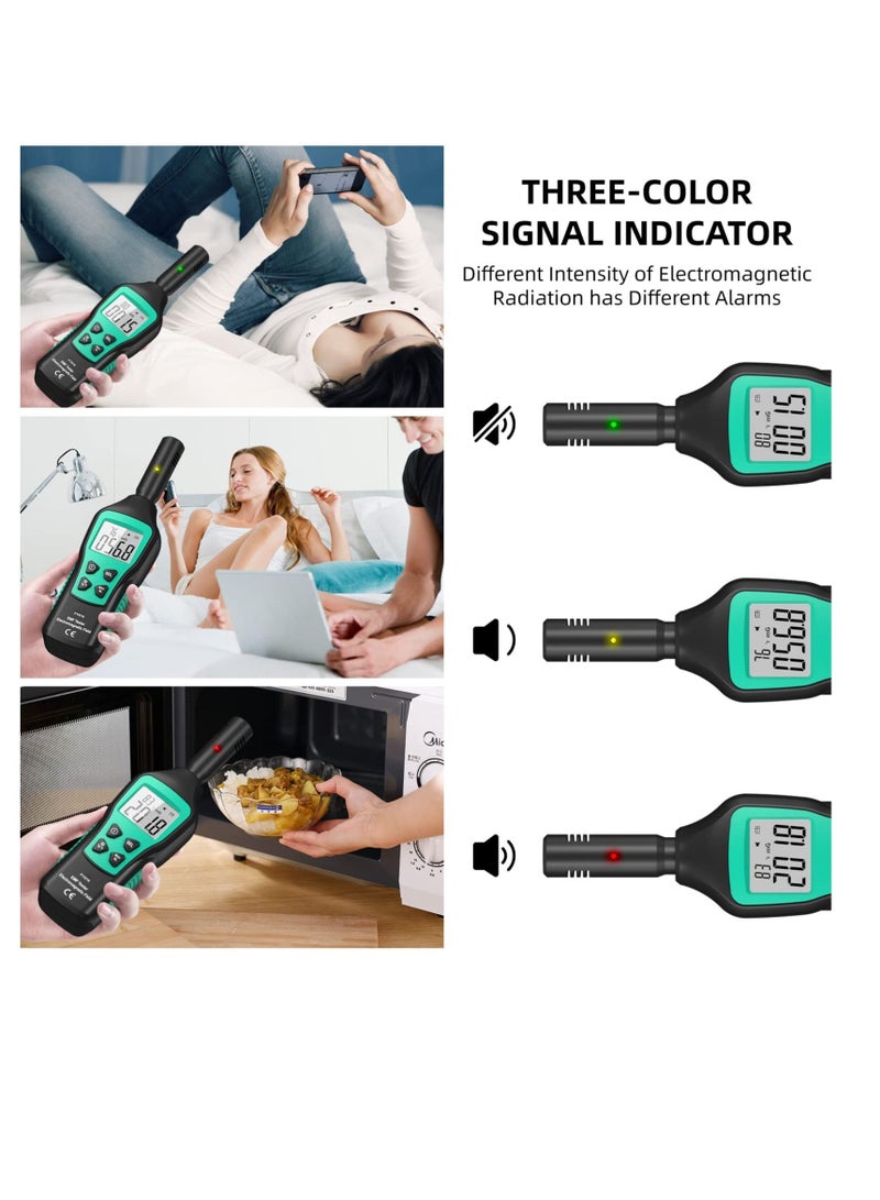 عداد EMF، كاشف الإشعاع الكهرومغناطيسي، مع شاشة LCD رقمية وكشافات مؤشر، معدات صيد الأشباح كاشف الإشعاع، للتفتيش في المنزل، المكتب، في الهواء الطلق  - Image 4