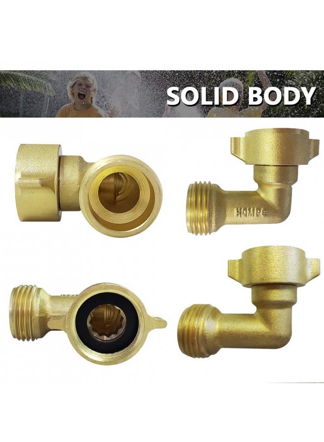 HQMPC Garden Hose Connector 90 Degree Brass Garden Hose Elbow Solid Brass Adapter (2Pcs)+ Extra 4 Pressure Washers - Image 2