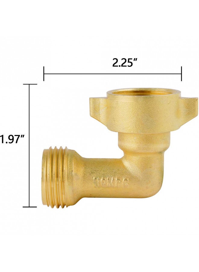 HQMPC Garden Hose Connector 90 Degree Brass Garden Hose Elbow Solid Brass Adapter (2Pcs)+ Extra 4 Pressure Washers - Image 1