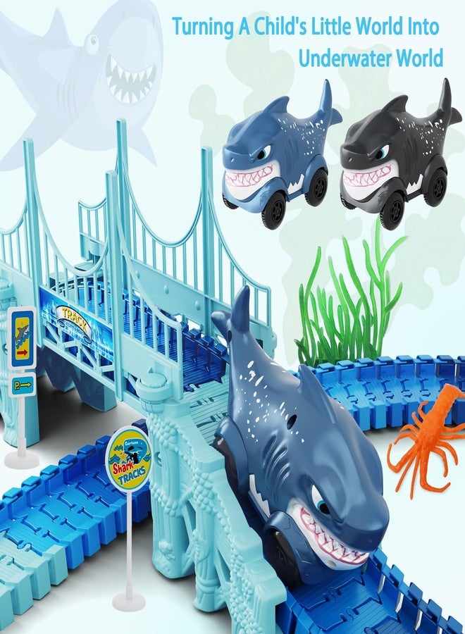 Toyk Track Race Car Toys for Kids, Create A Ocean World Race Road, Flexible Tracks Playset & 2PCS Cool Shark Cars, Toddler Toys Birthday Gifts for Age 3 4 5 6 Year Old Boys Girls - Image 5