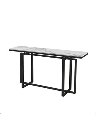 YINZUO Modern Console Table with Metal Frame in Matt Gold and Black, White Natural Marble Top, Welded Construction for Durability, 2 Size Options (Matt Black, 140 cm) - pzsku/Z9B577CE12DE9A3D3E306Z/45/1747078187/cac3ce1f-8acc-48ec-be74-a6db6408a2ce