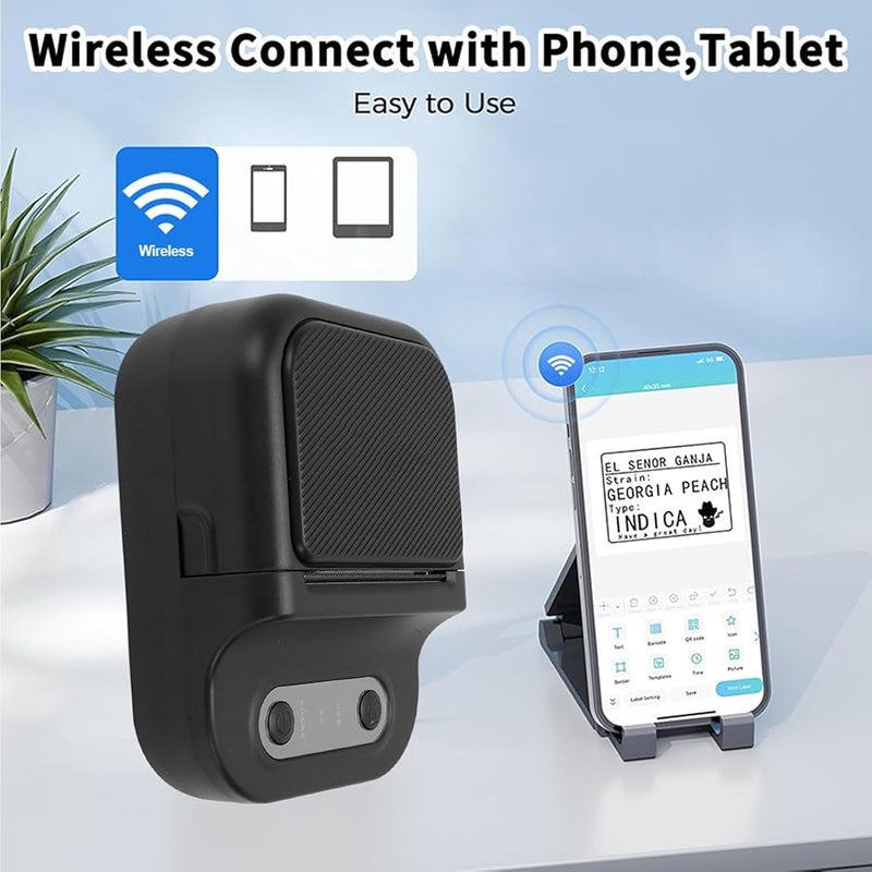 طابعة ملصقات صغيرة محمولة طابعة حرارية لنظام iOS لتعليم الأطفال الصور القوائم القوالب الأسود - Image 4