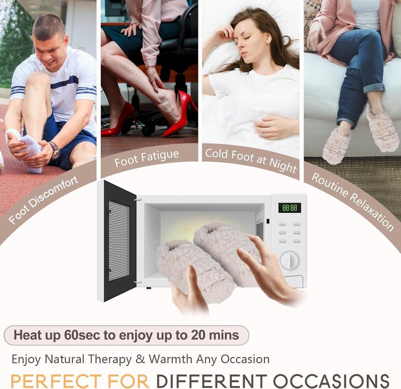 SUZZIPAD Microwavable Heated Slippers and Foot Warmers for Women & Men, Feet Warmer for Cold Feet, Microwave Slippers for Plantar Fasciitis, Achilles Tendinitis, Ankle Pain Relief, L, Unscented - Image 2