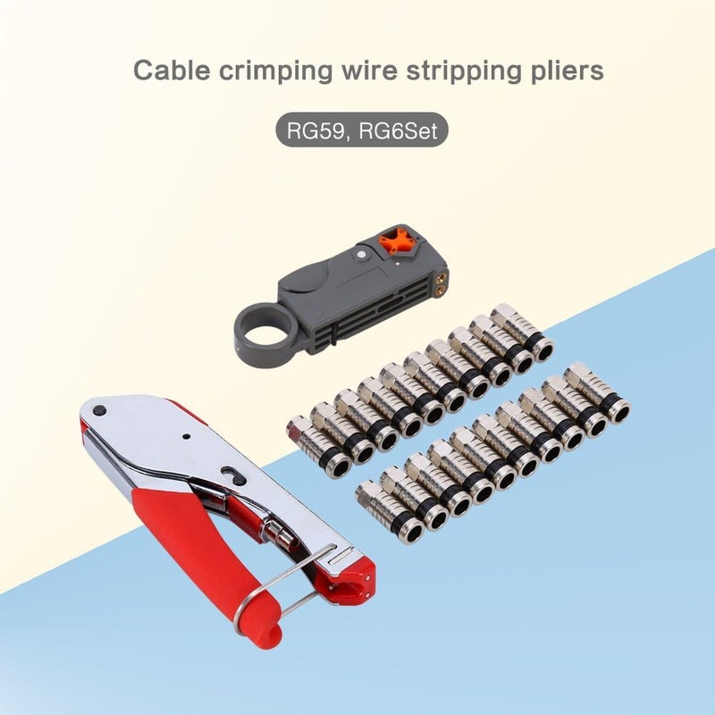 woobles Coaxial Cable Tool, Adjustable RG59 RG6 Cable Compression Crimper Connectors Wire Crimping Set Rotary Stripper Coax Cable Crimper Kit For F Connector Home CATV TV CT - Image 5