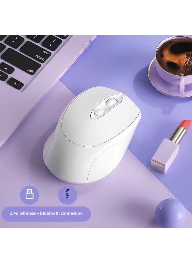 Laptop Universal Wireless Bluetooth Mouse Rechargeable Dual-Mode Mute Girl Office Mouse Silent Unlimited-Specifications:Official Standard Configuration [snow White] Battery Version + 2.4g Wireless Version★The Key Has A Sound★Bring Your Own Battery  - Image 4