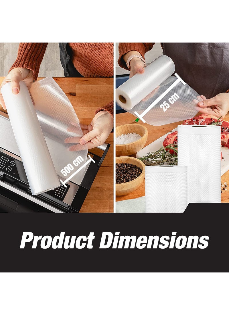 ORILEY Oriley Vaccum Roll Sealer Bags Food Grade Storage Meal Saver Airtight Packaging Space Saving Vegetable Fruits Preservation Cut Design Works With Most Vaccum Sealers 25cm500cm  - Image 5