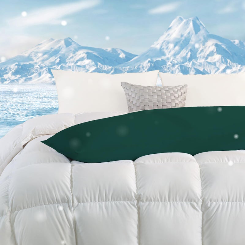 DOWNCOOL Large Body Pillow Insert with Cooling Cover - Soft Long Bed Pillow for Summer - Breathable Full Body Pillow for Adults - 20x54 inch (Green, with Cover) - Image 2