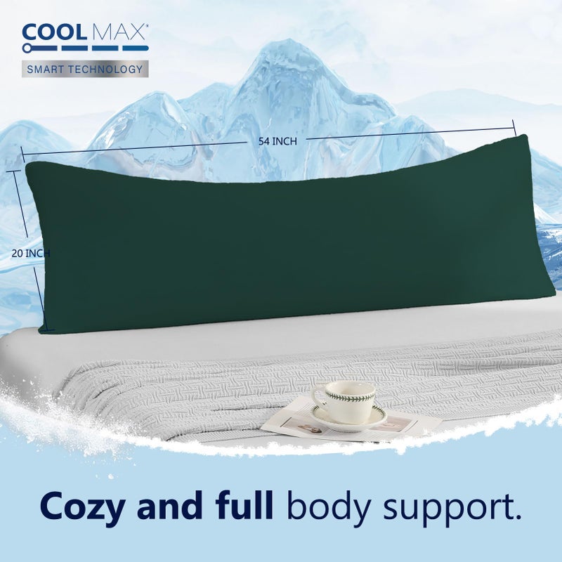 DOWNCOOL Large Body Pillow Insert with Cooling Cover - Soft Long Bed Pillow for Summer - Breathable Full Body Pillow for Adults - 20x54 inch (Green, with Cover) - Image 3