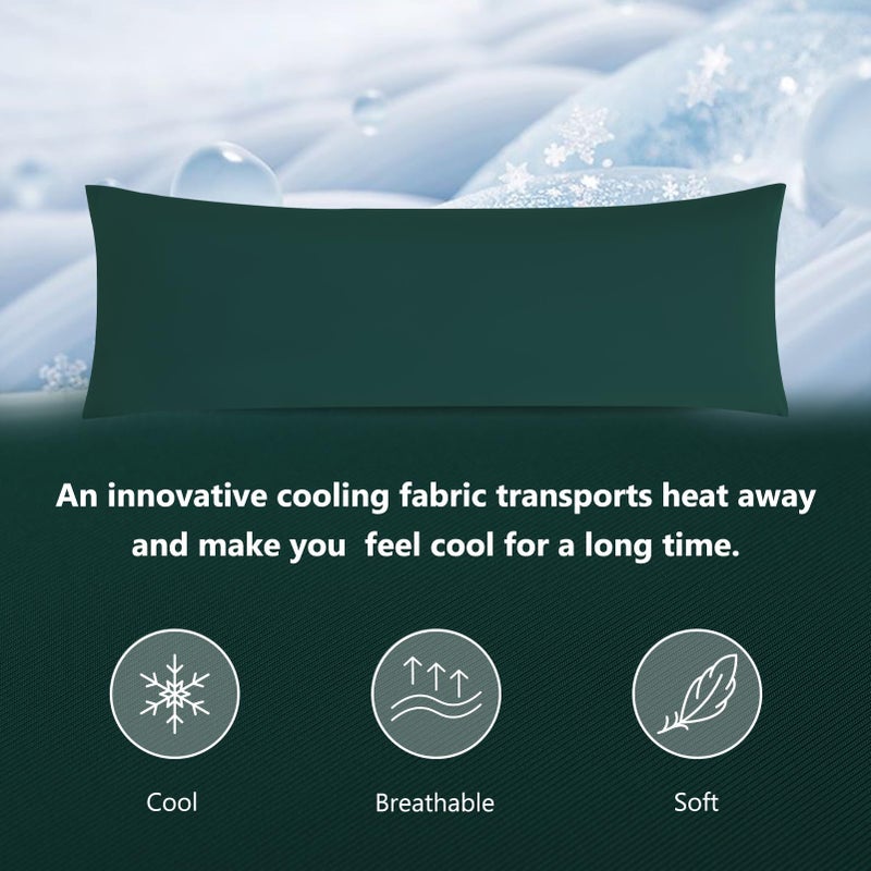 DOWNCOOL Large Body Pillow Insert with Cooling Cover - Soft Long Bed Pillow for Summer - Breathable Full Body Pillow for Adults - 20x54 inch (Green, with Cover) - Image 5