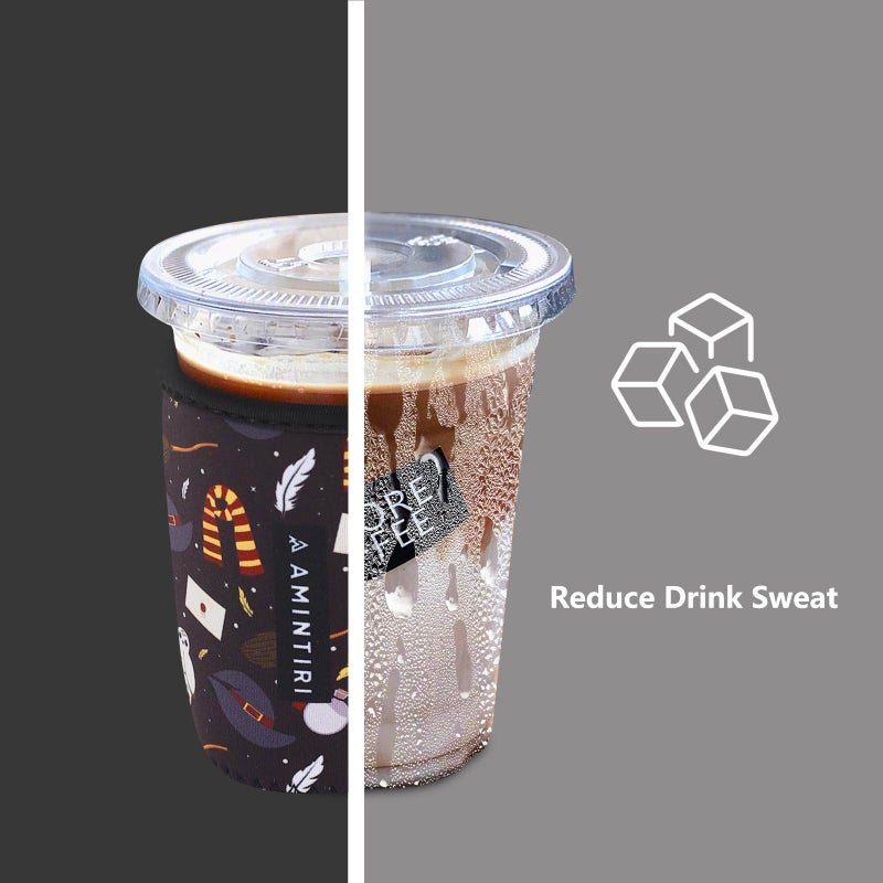Amintiri 3 Pack Reusable Sleeve for Iced Coffee Cup  Coffee Neoprene Sleeve for Iced&Hot Drinks  Coffee Sleeve Compatible with Starbucks  Dunkin Coffee Cup. (Magic School) - Image 3