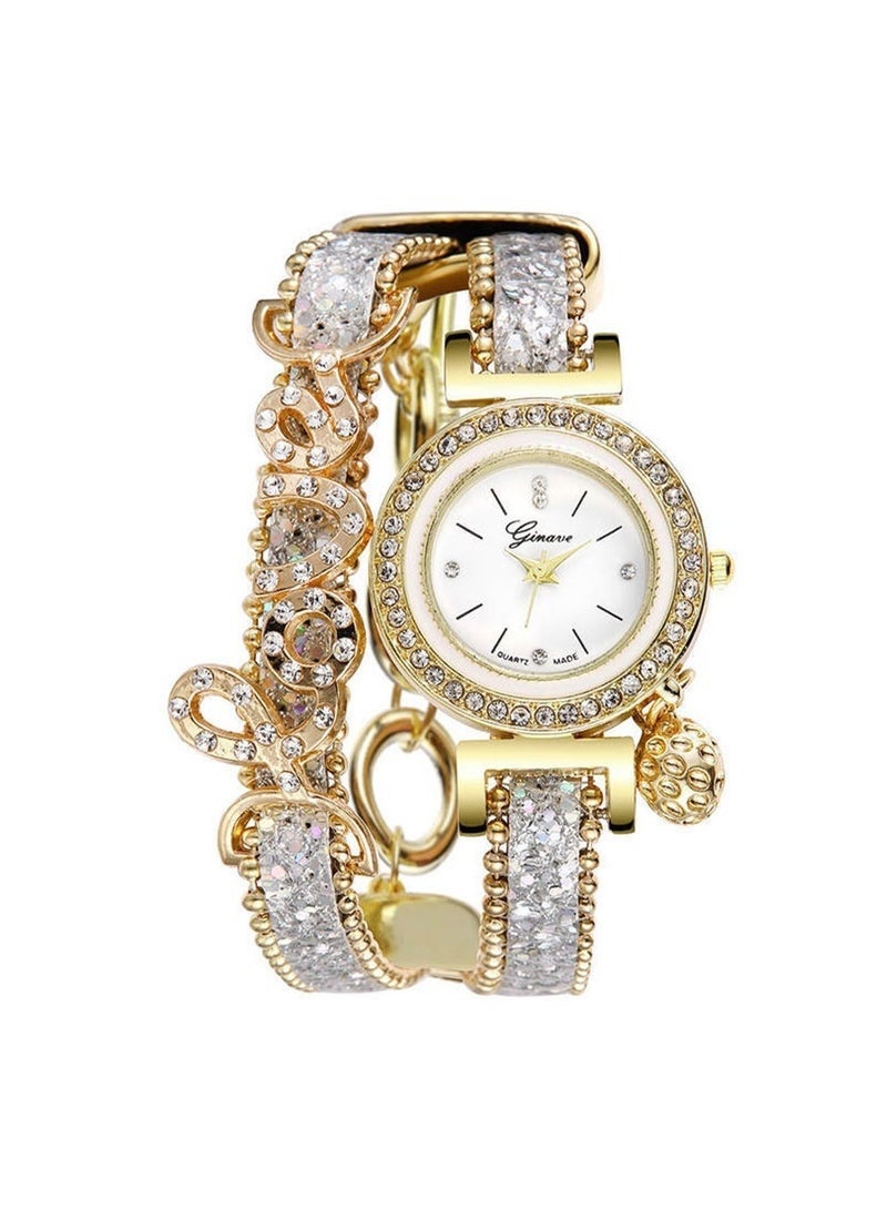 Women Love Printed Bracelet Watch Set Lot Diamond Wrap Around Cuff Quartz Wrist Watch for Ladies Girls - Image 1