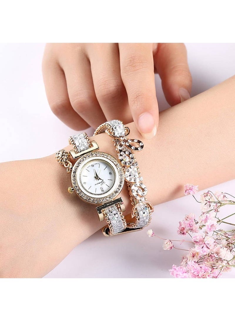 Women Love Printed Bracelet Watch Set Lot Diamond Wrap Around Cuff Quartz Wrist Watch for Ladies Girls - Image 5