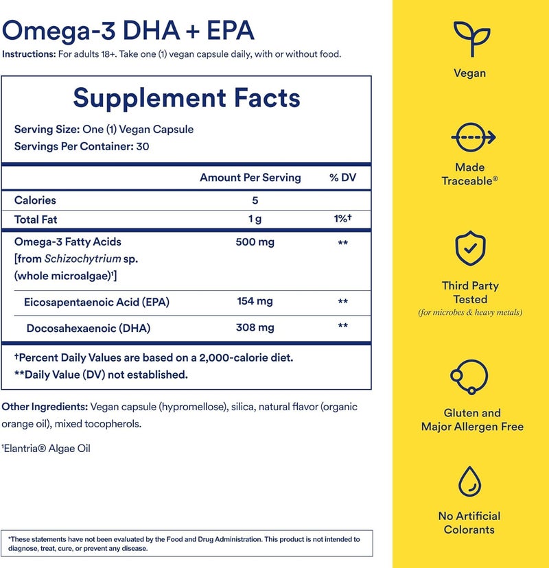 Ritual Omega 3  Vegan  ScienceBacked Dose of DHA  EPA Fatty Acids in 21 Ratio Bioavailable Brain and Heart Health Support Minimal BurpBack Sustainably Sourced Microalgae 30 Day Supply - Image 3