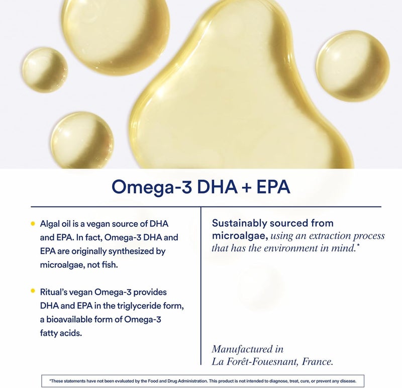 Ritual Omega 3  Vegan  ScienceBacked Dose of DHA  EPA Fatty Acids in 21 Ratio Bioavailable Brain and Heart Health Support Minimal BurpBack Sustainably Sourced Microalgae 30 Day Supply - Image 5