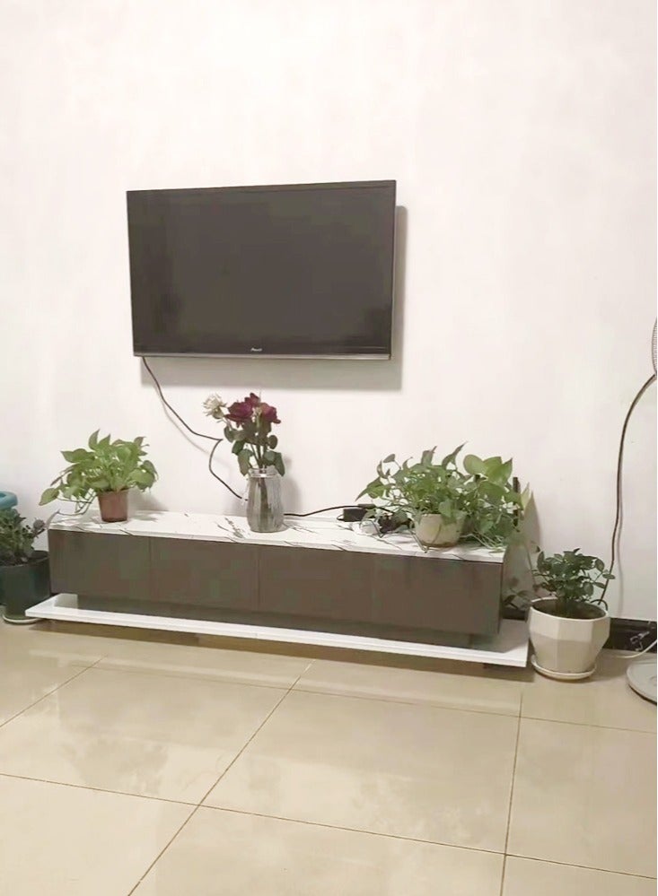 فاشون هوم خزانة تلفاز بتصميم فاخر وحديث ومتطور وبسيط وخزانة تلفزيون صامتة و4 أدراج ورف تخزين وخزانة أرضية منزلية وشقة صغيرة وغرفة نوم وطاولة تلفزيون شمالية 15 مم أثاث خشبي سميك 160 × 30 × 29 سم - Image 2