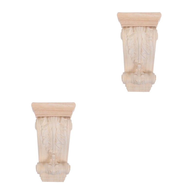 2pcs Rustic Wood Corbels: Decorative Carved Appliques - Shelf Appliques For Kitchen And Fireplace Mantels - Ornate Corner Trim For Doorways And Walls - Image 4