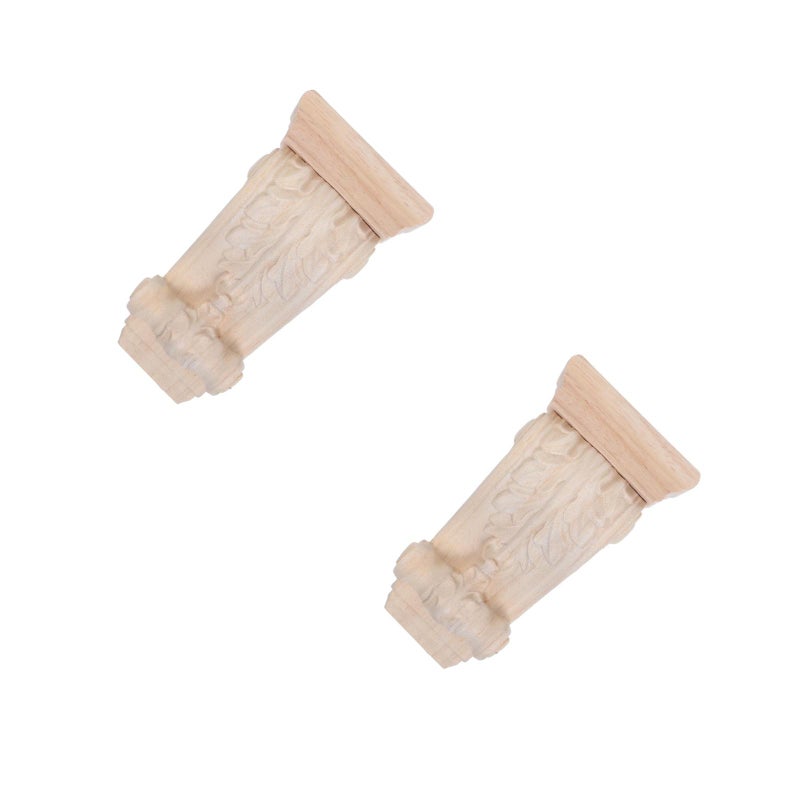 2pcs Rustic Wood Corbels: Decorative Carved Appliques - Shelf Appliques For Kitchen And Fireplace Mantels - Ornate Corner Trim For Doorways And Walls - Image 1