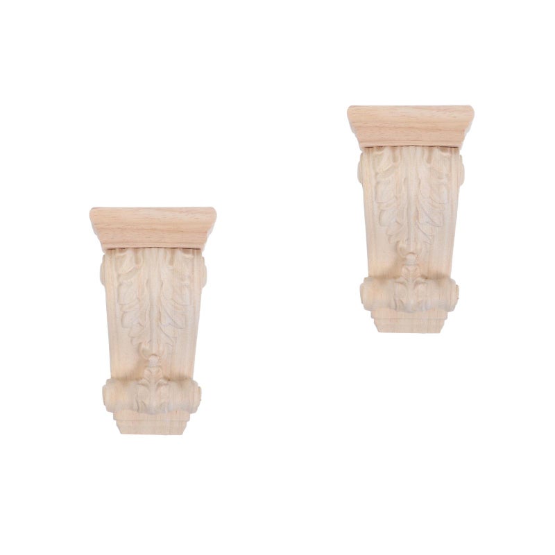2pcs Rustic Wood Corbels: Decorative Carved Appliques - Shelf Appliques For Kitchen And Fireplace Mantels - Ornate Corner Trim For Doorways And Walls - Image 3