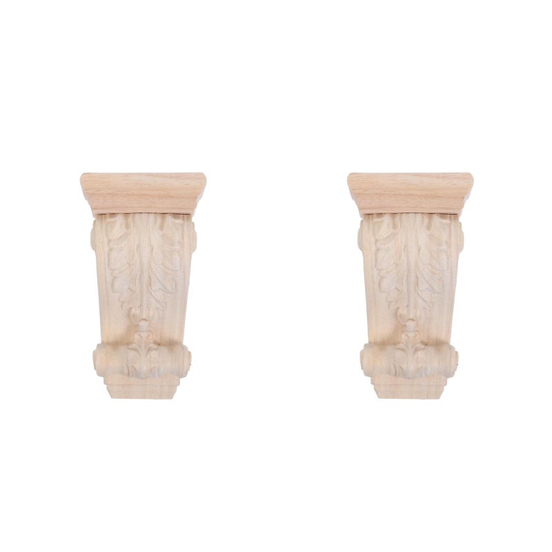 2pcs Rustic Wood Corbels: Decorative Carved Appliques - Shelf Appliques For Kitchen And Fireplace Mantels - Ornate Corner Trim For Doorways And Walls - Image 2