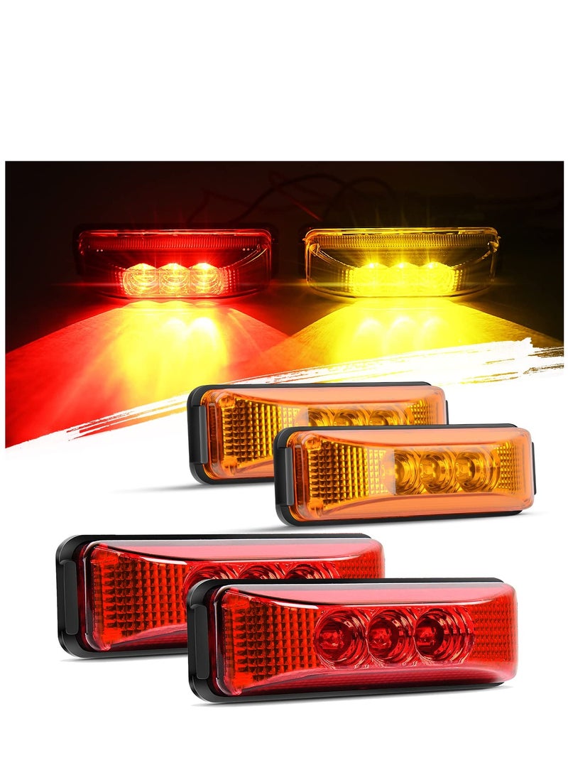 Excefore LED Marker Light TL-33 4PCS 3.9 Inch 3 Led Truck Trailer Light Front Rear LED Side Marker Lights Clearance Indicator Lamp Waterproof Sealed Surface Mounted LED Marker Light - Image 1