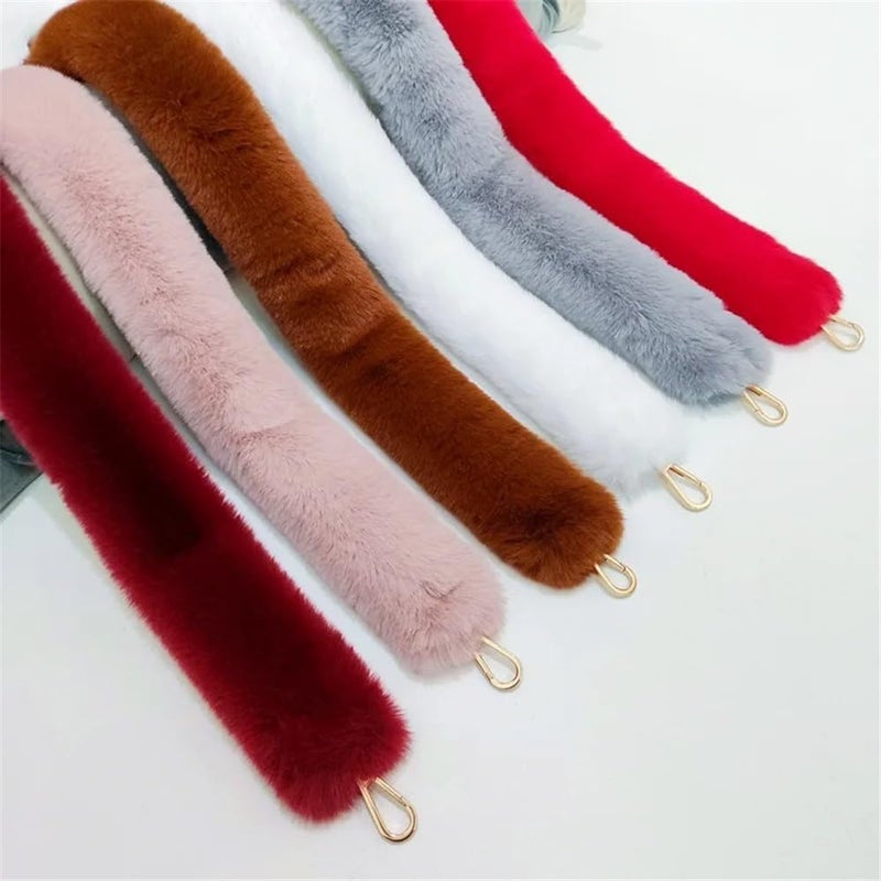 Bag Strap Faux Fur Handle Strap Wallet Accessories Bag Chain Replacement Wallet Shoulder Strap Crossbody Strap Furry Hand Strap Handbag Strap(Light Pink,120cm) - Image 3