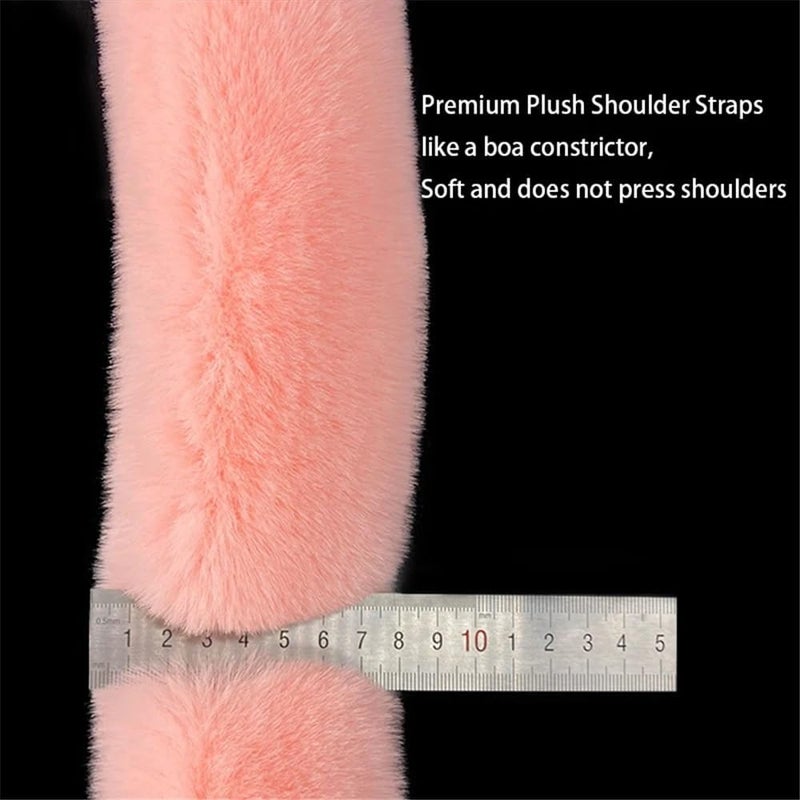 Bag Strap Faux Fur Handle Strap Wallet Accessories Bag Chain Replacement Wallet Shoulder Strap Crossbody Strap Furry Hand Strap Handbag Strap(Light Pink,120cm) - Image 2