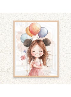 Art Decor Art Decor Framed Fine Art of Girl with Balloons Portrait Adorable Childhood Print Wall Décor for Playroom Classroom Nursery Kid Bedroom Children Room Gifting  - Image 1