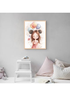 Art Decor Art Decor Framed Fine Art of Girl with Balloons Portrait Adorable Childhood Print Wall Décor for Playroom Classroom Nursery Kid Bedroom Children Room Gifting  - Image 2