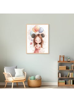 Art Decor Art Decor Framed Fine Art of Girl with Balloons Portrait Adorable Childhood Print Wall Décor for Playroom Classroom Nursery Kid Bedroom Children Room Gifting  - Image 3