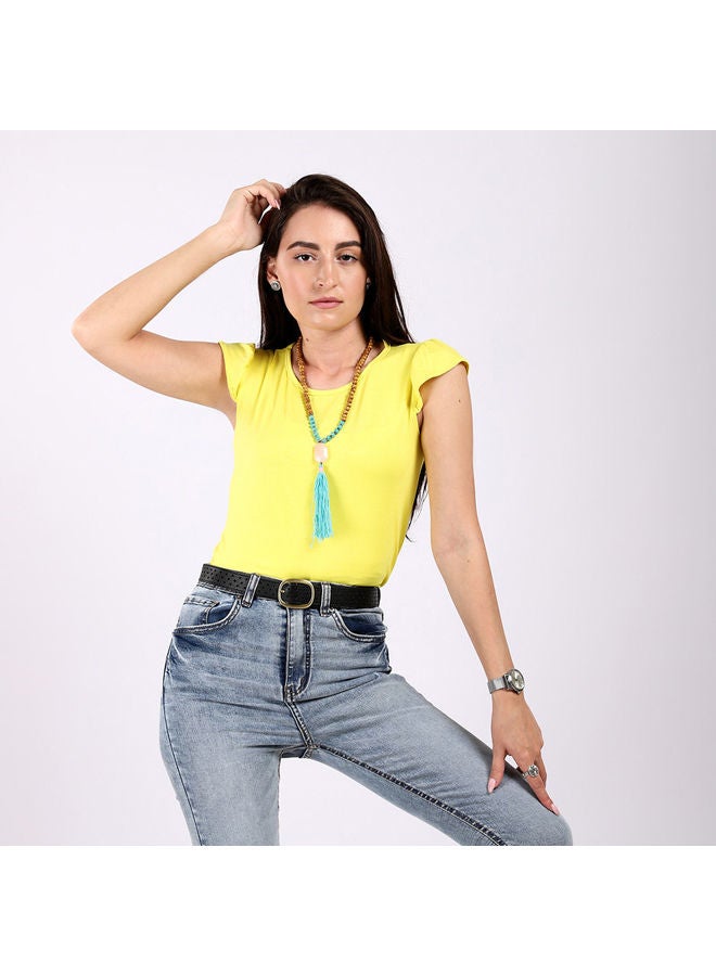 ESLA Japonais Printed Top Yellow - Image 1