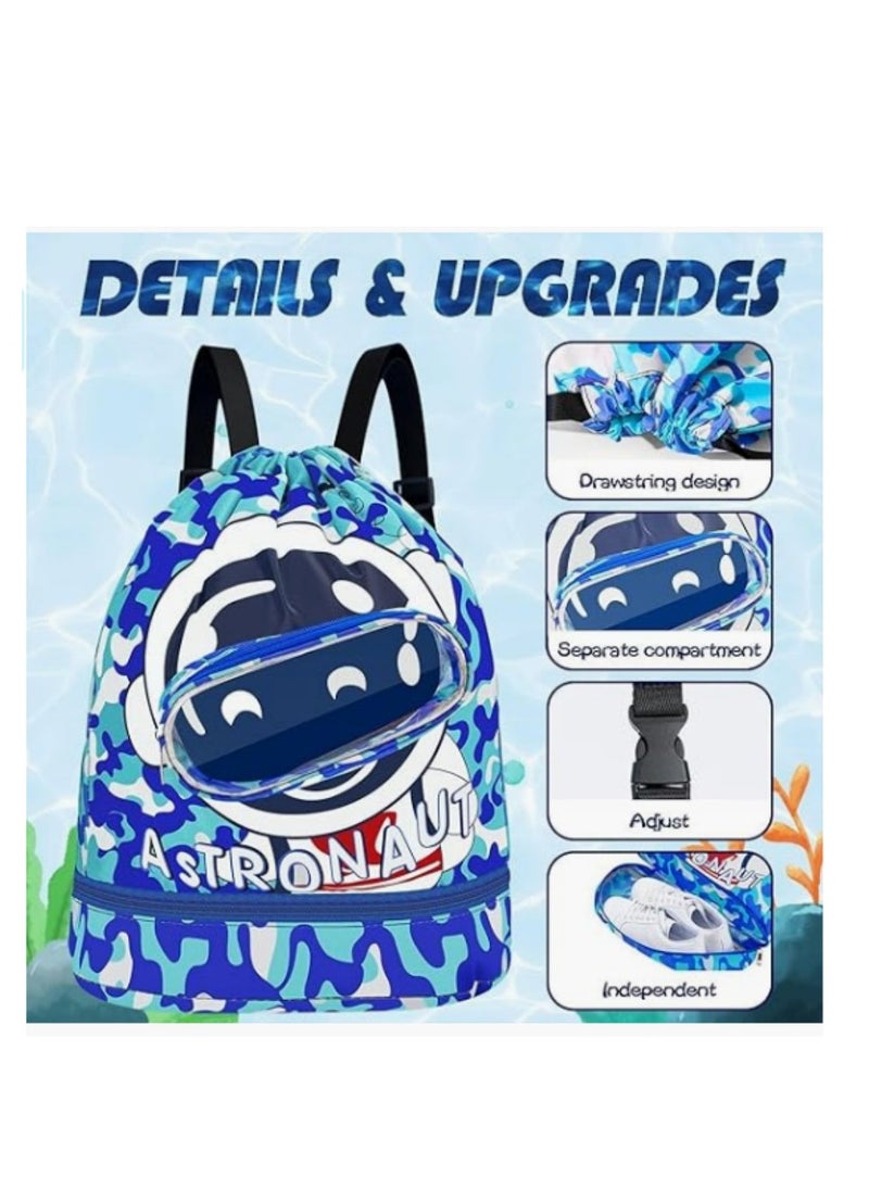 Generic Swimming Backpack for Kids, Dry and Wet Separation Waterproof Storage Bag Portable Drawstring Backpack for Gym Sports Beach Pool Gear Bag  - Image 3