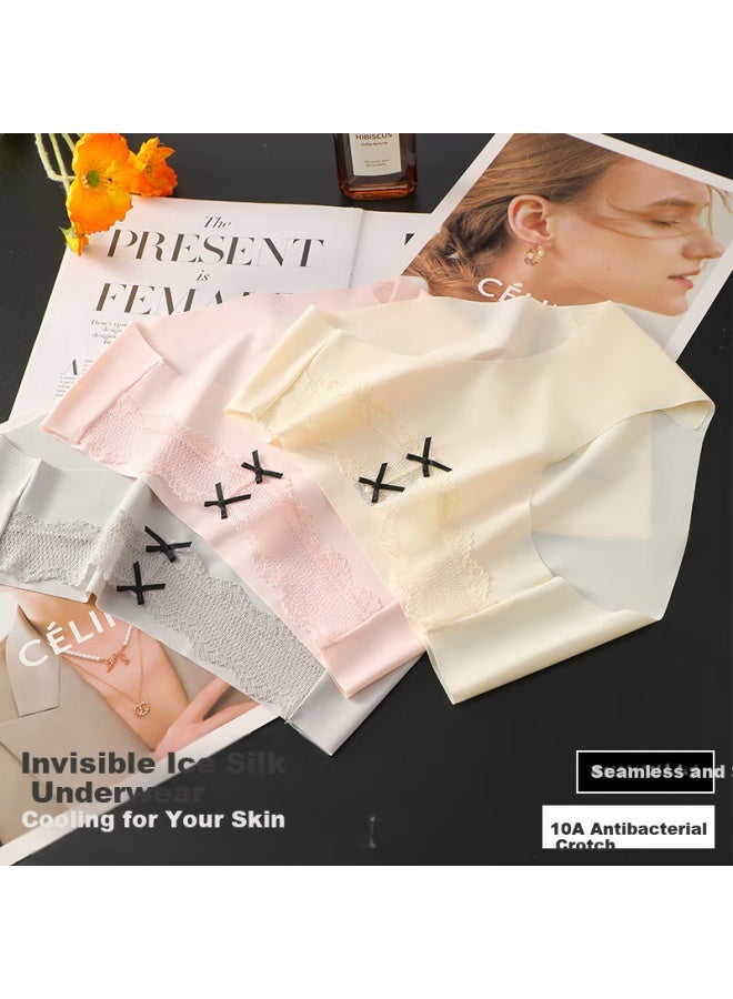 PLANDOO Palando Ice Silk Seamless Lace Skin-friendly 10a Antibacterial 100% Cotton Crotch 4-pack L - Image 2