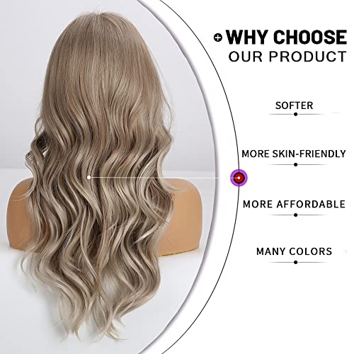 Esmee Highlight Brown Blonde Ash Gray Long Wigs Heat Resistant Synthetic Cosplay Wavy Wigs With Bangs for Women - Image 4