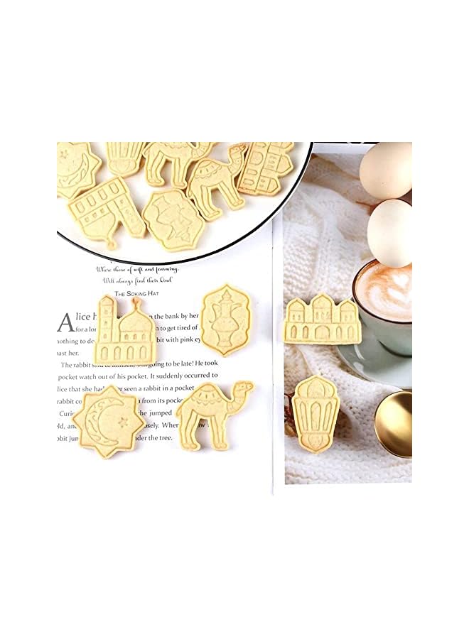 S-TOP Eid Mubarak Cookie Cutters 6 PCS Ramadan Islamic Muslim Biscuit Mold, Mosque, Lantern, Camel, Star, Moon, Islamic Star - Image 2
