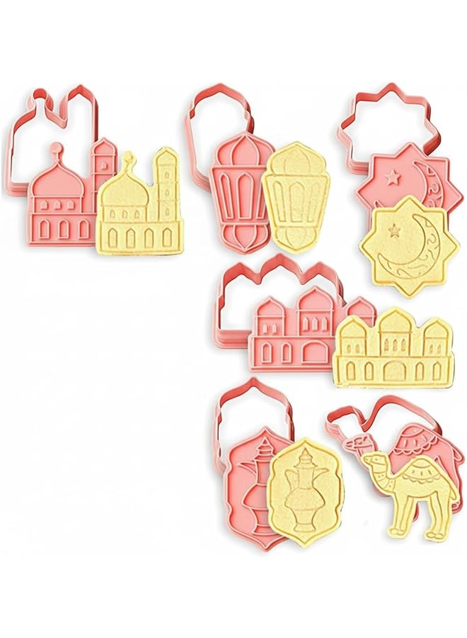 S-TOP Eid Mubarak Cookie Cutters 6 PCS Ramadan Islamic Muslim Biscuit Mold, Mosque, Lantern, Camel, Star, Moon, Islamic Star - Image 1