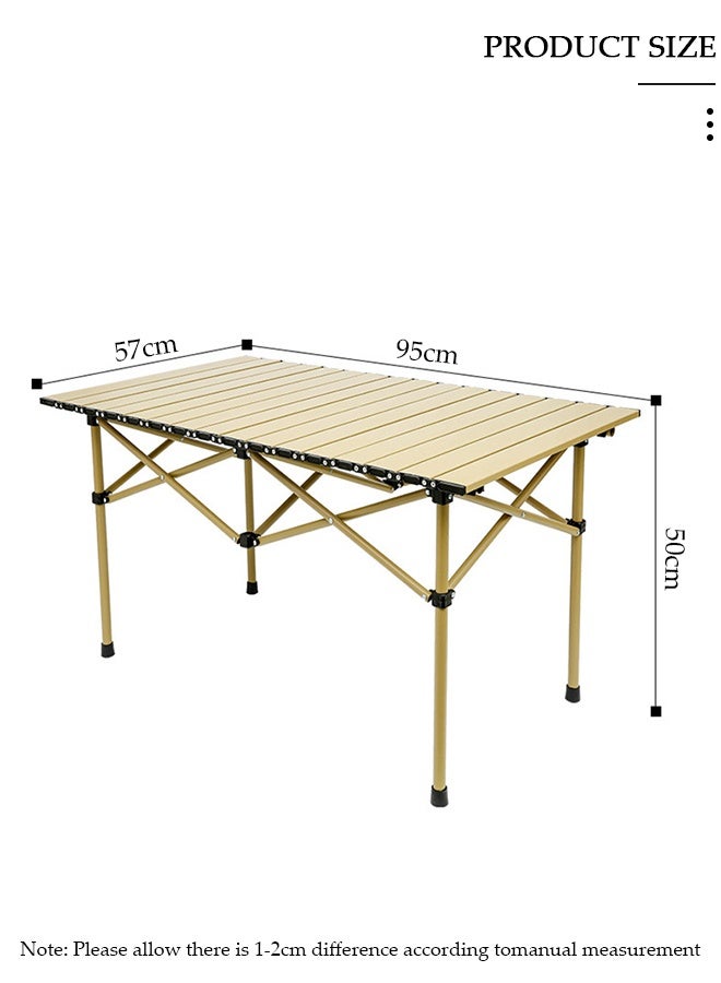 DUNISO Outdoor Camping Folding Table Lightweight Folding Table with Aluminum Table Top and Carry Bag Perfect for Outdoor Picnic Cooking Beach Hiking and Fishing 95x57x50cm - Image 2