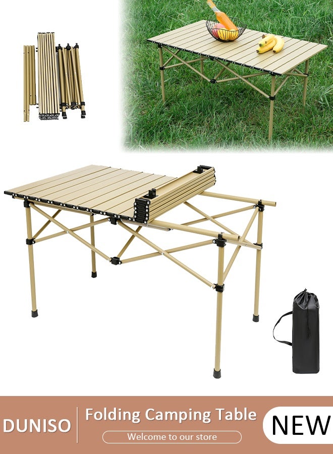DUNISO Outdoor Camping Folding Table Lightweight Folding Table with Aluminum Table Top and Carry Bag Perfect for Outdoor Picnic Cooking Beach Hiking and Fishing 95x57x50cm - Image 1