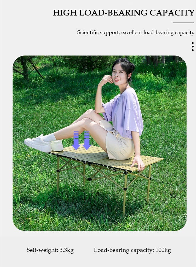 DUNISO Outdoor Camping Folding Table Lightweight Folding Table with Aluminum Table Top and Carry Bag Perfect for Outdoor Picnic Cooking Beach Hiking and Fishing 95x57x50cm - Image 3