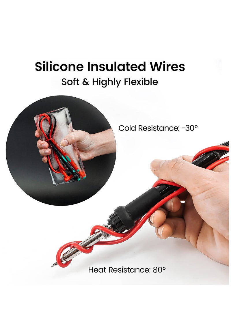 KASTWAVE Multimeter Test Leads Kit, Test Leads with Double Insulated Anti-Slip Hand Grips, Replaceable Test Probes Set of 16 (Crocodile Clips, Spade Terminal, Banana Plug, Cooper-plated Sharp Tips) - Image 2