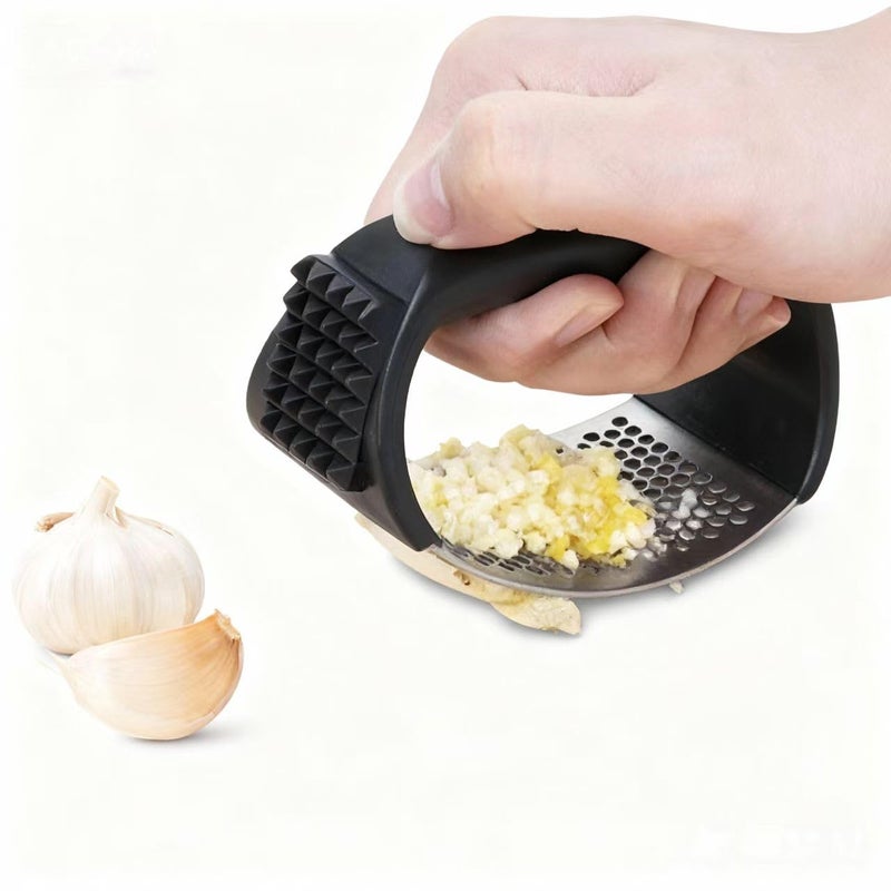 HavenNest Garlic Press Equipped with Soft Ergonomic Handle, Easy to Crush Garlic, Easy to Clean, and Rust-resistant, Upgrade Black - Image 1