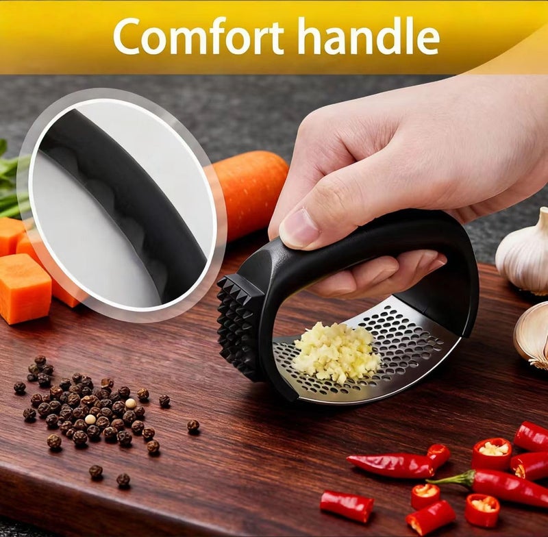 HavenNest Garlic Press Equipped with Soft Ergonomic Handle, Easy to Crush Garlic, Easy to Clean, and Rust-resistant, Upgrade Black - Image 2